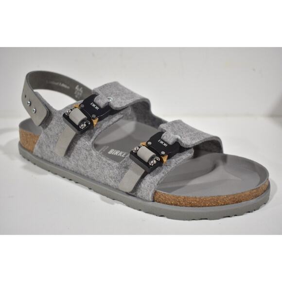 Dior By Birkenstock Milano Sandal Grey Felt Wool Slingback Buckle Flat 44 11 - Picture 2 of 9